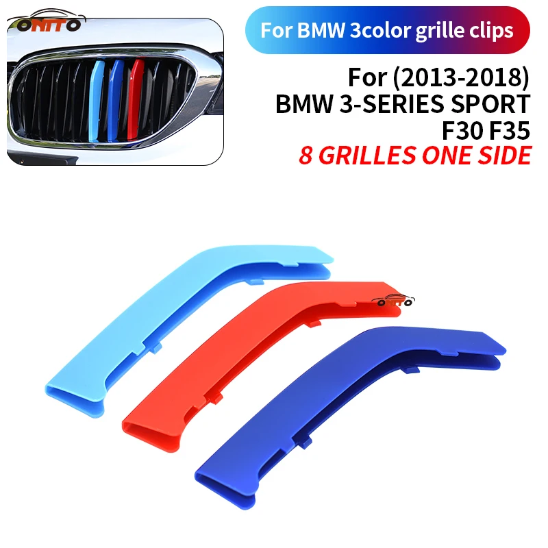 

8 Bars 3 Colors Grille Clips Front Racing Grille Decal Covers ABS Car Decoration For 3 Series SPORT F30/F35 2013-2018