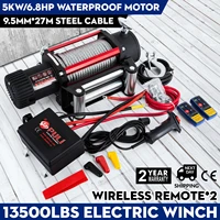 4x4 recovery winch electric winch 12v 13500lb synthetic rope towing truck off road 4wd