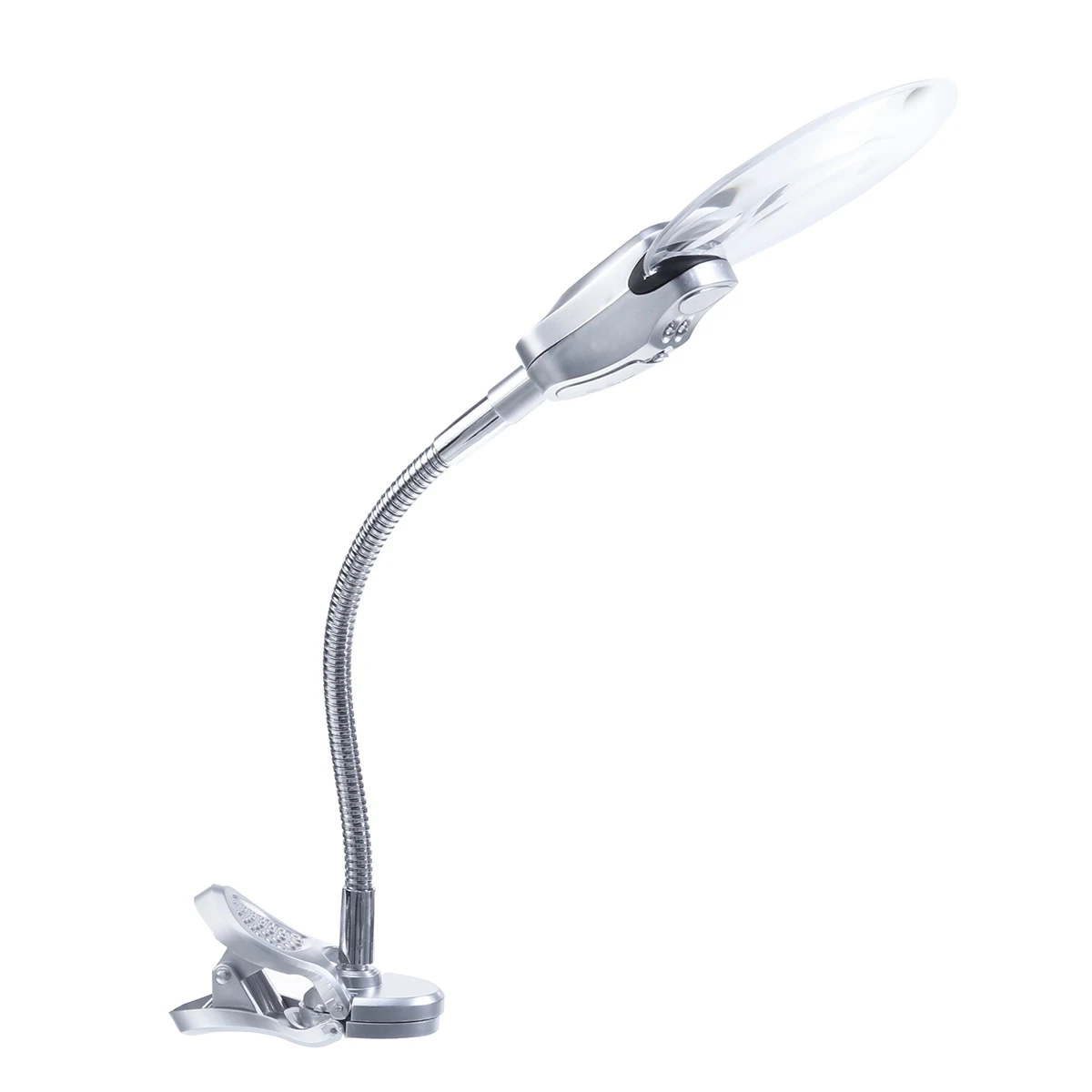 

Desktop Clip On Stand Glass Magnifier With LED Light 6X Flexible Elder Reading Magnifier Metal Hose Magnifying Glass With Clamp