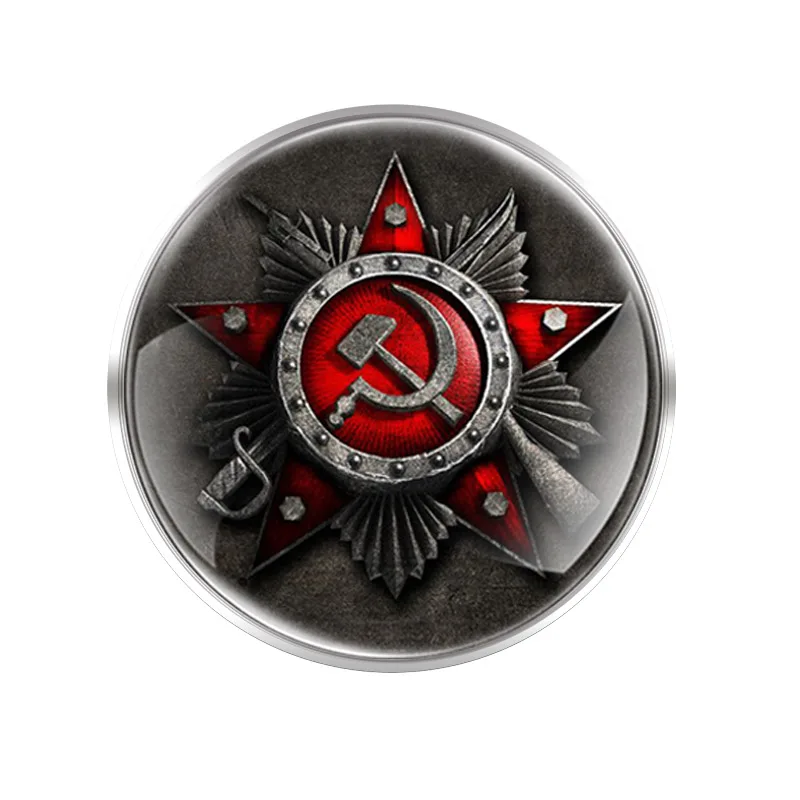 

CCCP Sickle Hammer Glass Round Convex Top Brooch Collection Pins Badge Retro Decorative Jewelry