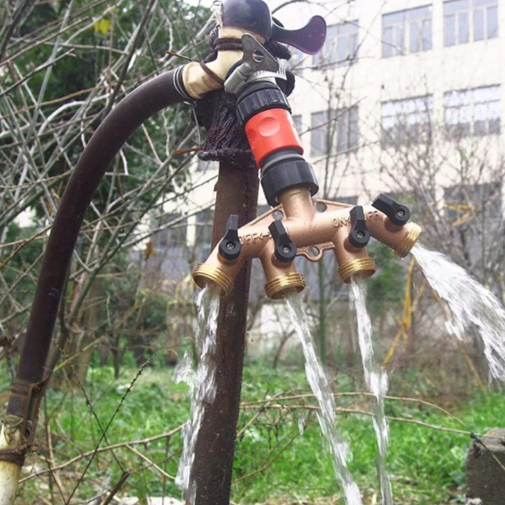 

1PC Garden Hose Splitter EU/US Y Type 4 Way Solid Brass Body Garden Hose Splitter Gardening Hose Distributor