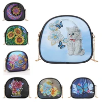5d diy diamond painting handbag ladies cosmetic bag pu leather waterproof bag flower butterfly 1917cm