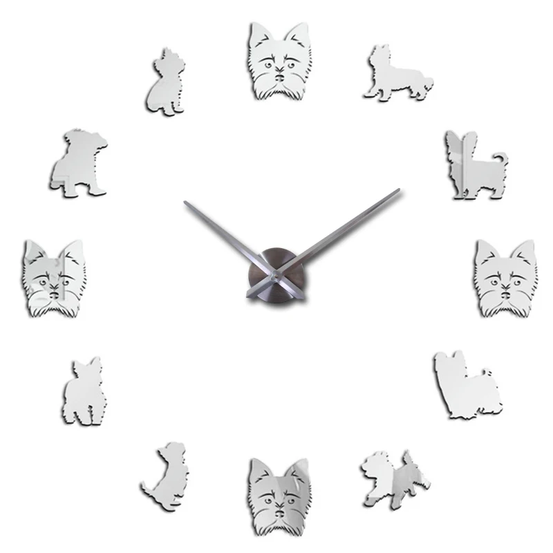 

new animal clock wall clocks horloge 3d diy acrylic mirror Stickers Home Decoration Living Room Quartz Needle free shipping