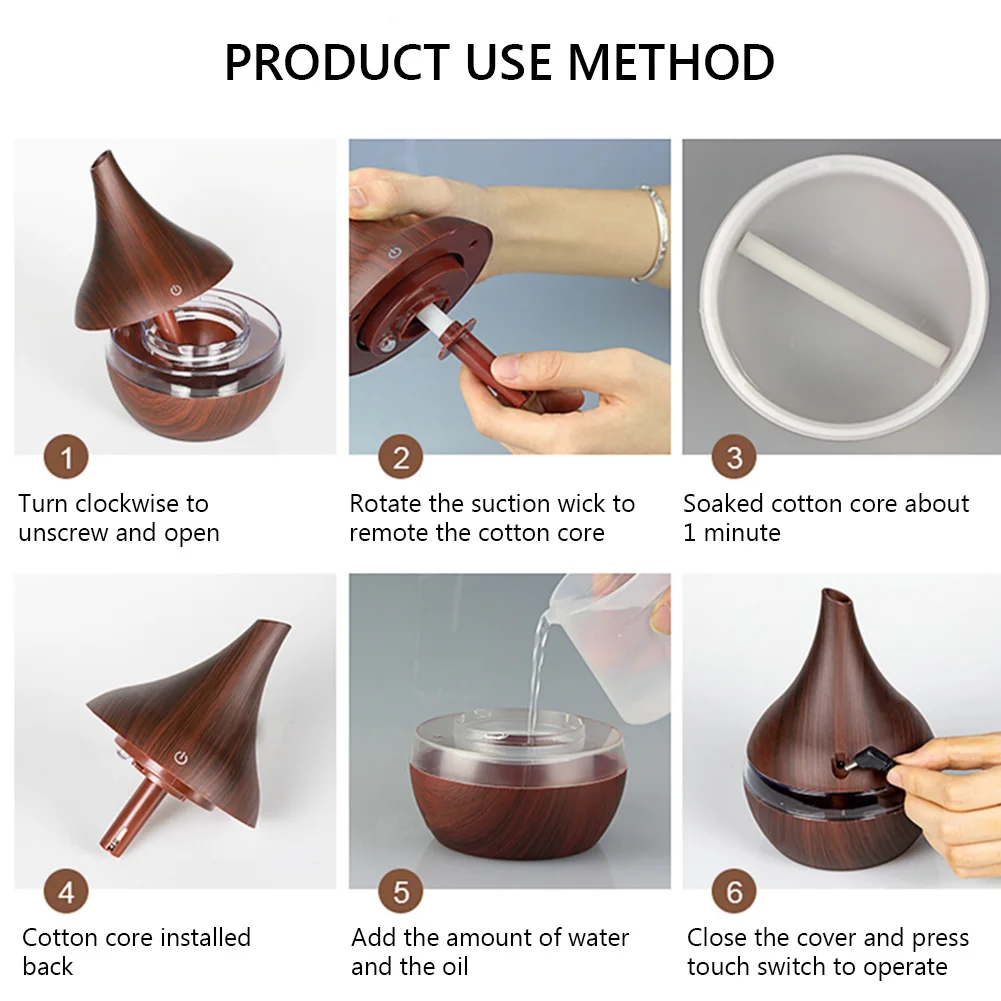 

USB Aroma Air Diffuser Humidifier 7 LED Light Wood Ultrasonic Humidifier Essential Oil Aromatherapy Cool Mist Maker For Home