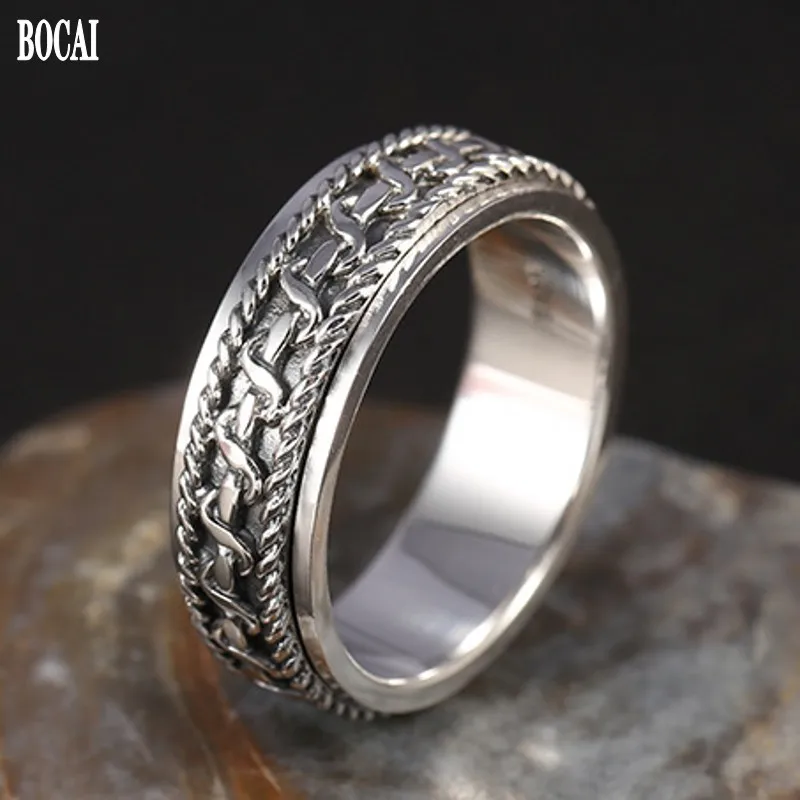 

Мужское кольцо BOCAI из настоящего серебра S925 пробы с узором в виде конопли