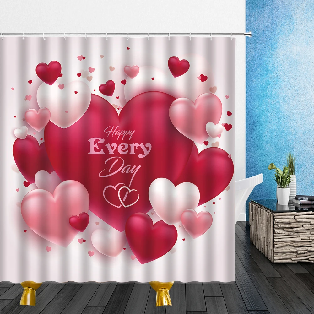 

Розовая, красная душевая занавеска «любовь» с изображением сексуальных губ, узор на День святого Валентина, 3D декор для ванной комнаты, защи...