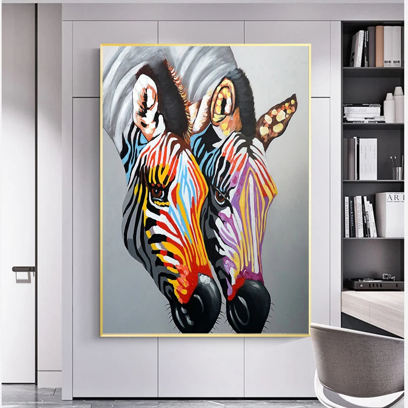 

Colorful Zebras Graffiti Art Posters and Prints Watercolor Animals Painting On Canvas Wall Art Pictures for Kids Room Home Decor