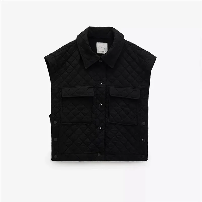 

ZA 2021 early autumn new women's clothing fashion European and American style all-match straight quilted short vest vest vest