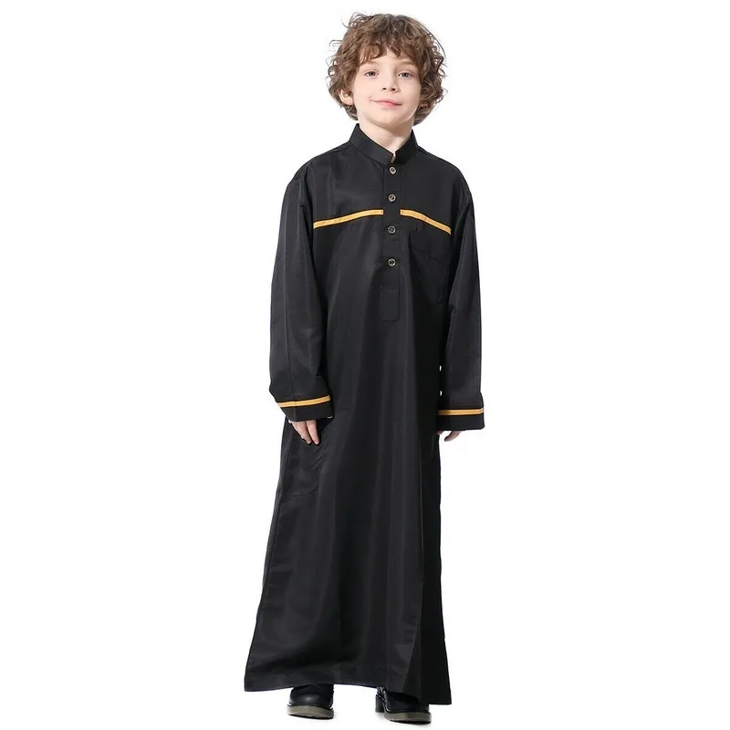 Dubai Arab Muslim Kids Abaya Jubba Thobe Boy Stand Collar Long Dress Caftan Children Islamic Robe Kaftan Ramadan Worship Service |