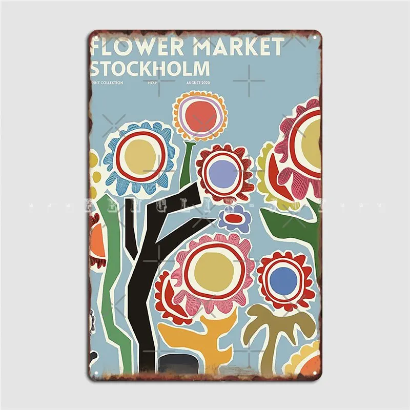 Цветочный рынок, Стокгольмский плакат, металлическая фотообои, создание стен, Декор, жестяной знак, плакат