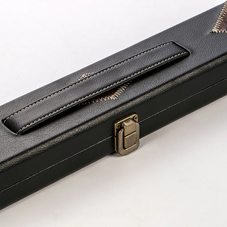 Promotion cheap price leather wooden Snooker Cue case, 3/4-pc Billiard Cue box holds 1 shaft and 1 butt