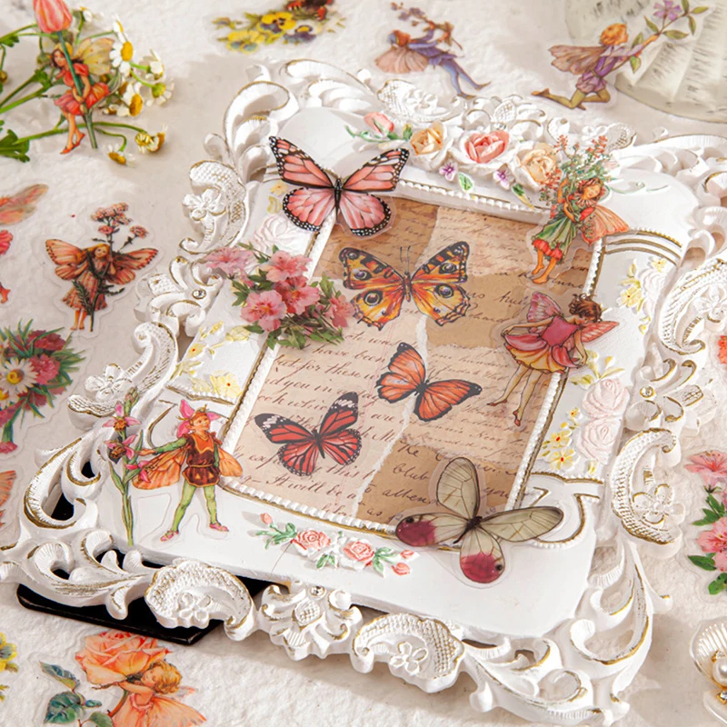 

Водонепроницаемые Стикеры для домашних животных с изображением Феи бабочек, 45 шт./коркор., винтажные декоративные этикетки для скрапбукинг...