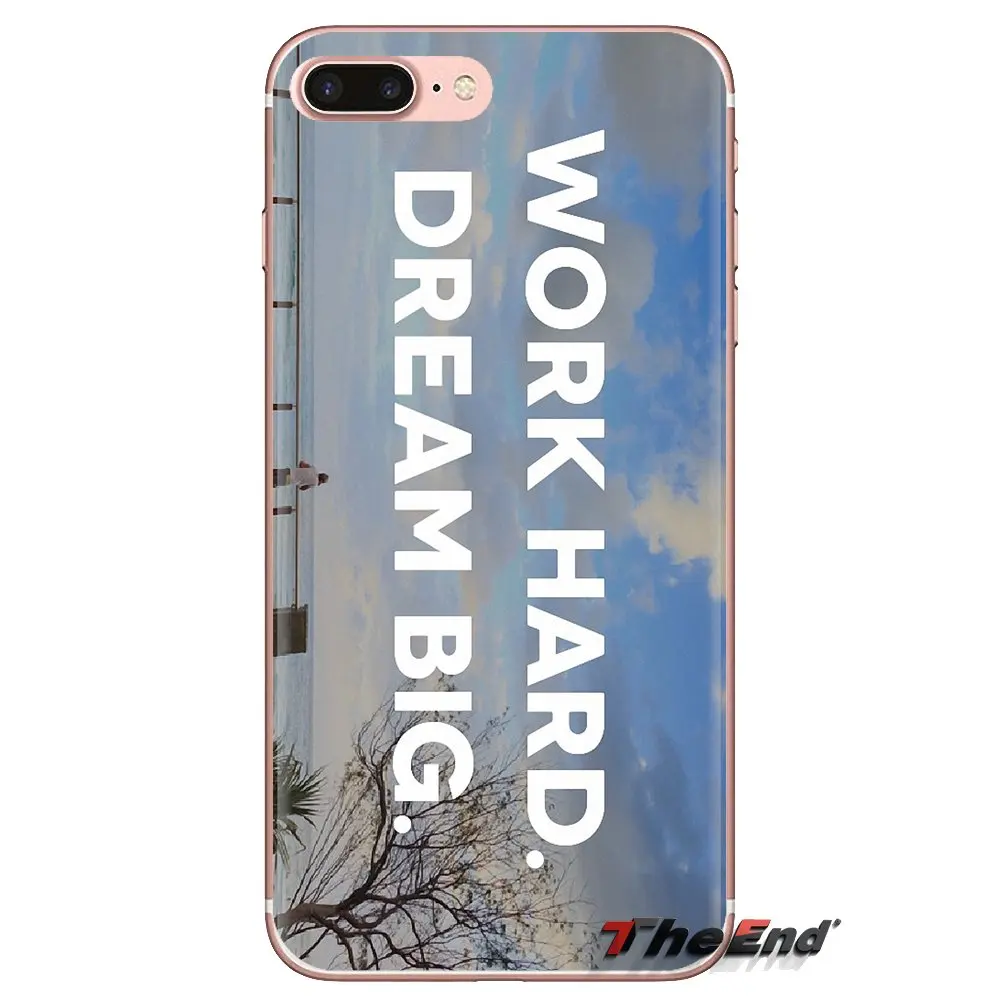 TPU Shell Covers Work Hard Dream Big Quote For Samsung Galaxy S2 S3 S4 S5 MINI S6 S7 edge S8 S9 Plus Note 2 3 4 5 8 Coque Fundas |
