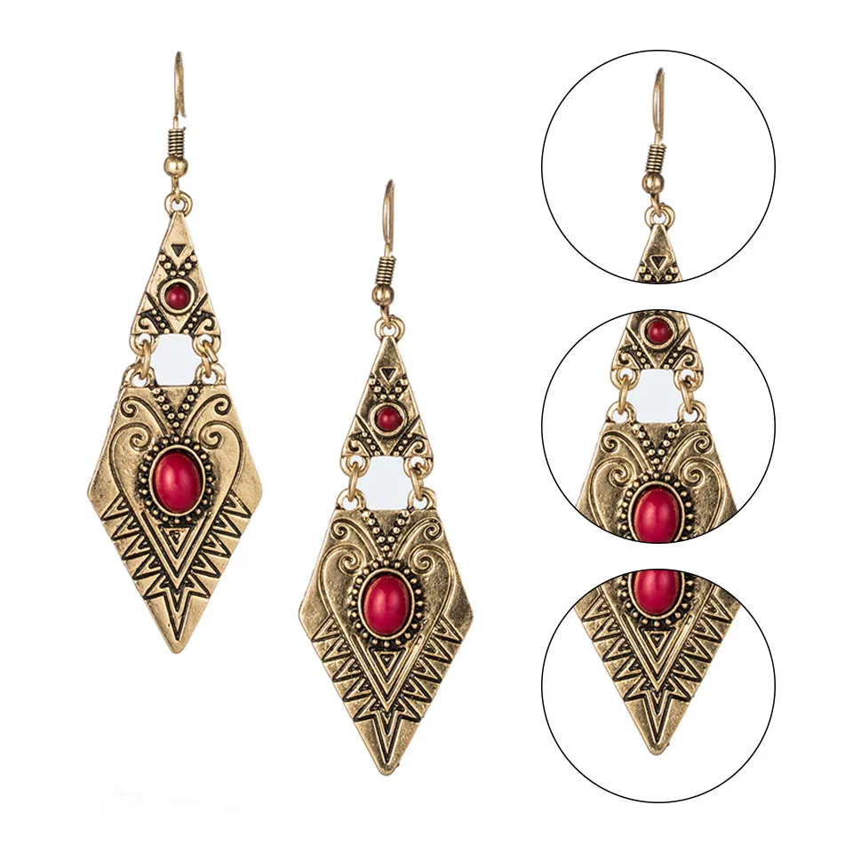 

Hot Drop Earrings Red Acrylic Beads Cheap Wedding Engagement Fashion Statement Dangle Earrings For Women Indian Jewelry