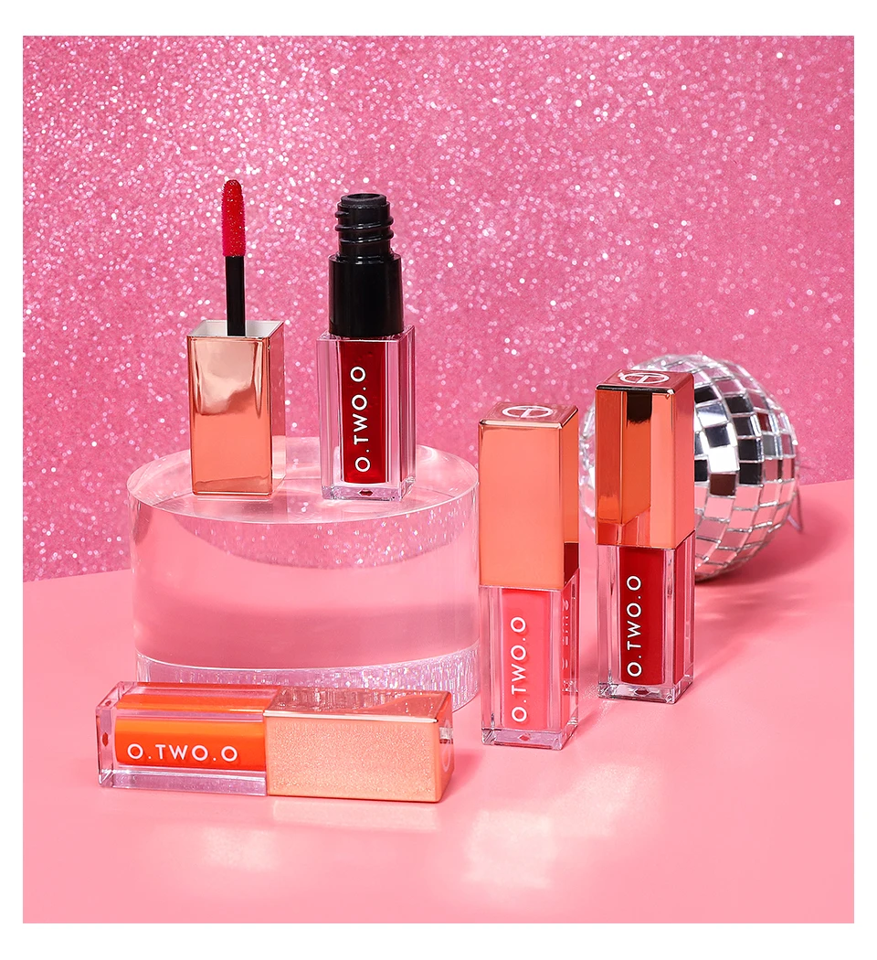 O.TWO.O 2 In 1 Lip Gloss+ Liquid Blusher Double Effect Long Lasting Waterproof 4 Colors Soft Silky Smooth Makeup