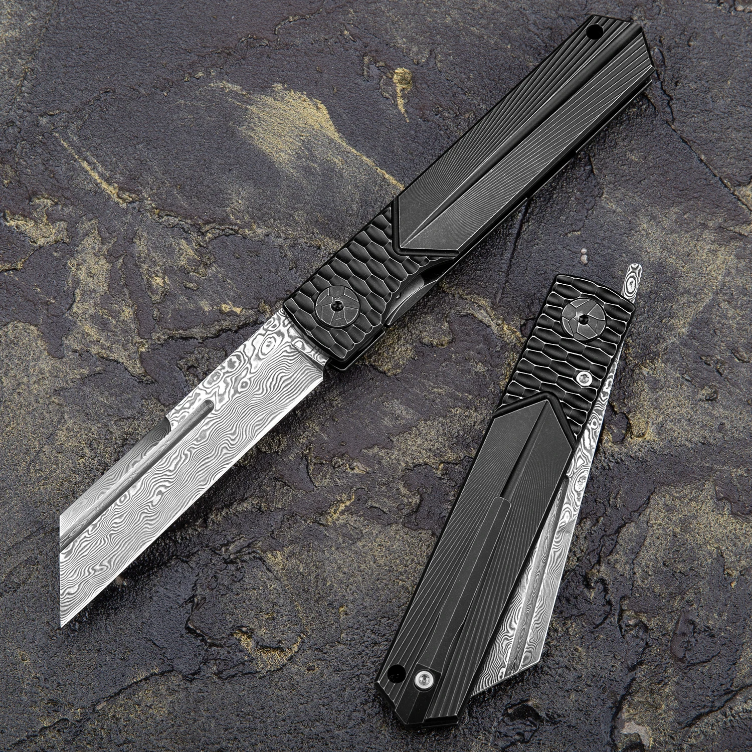 Складной нож Higonokami японский карманный тактический из Дамасского пластика с