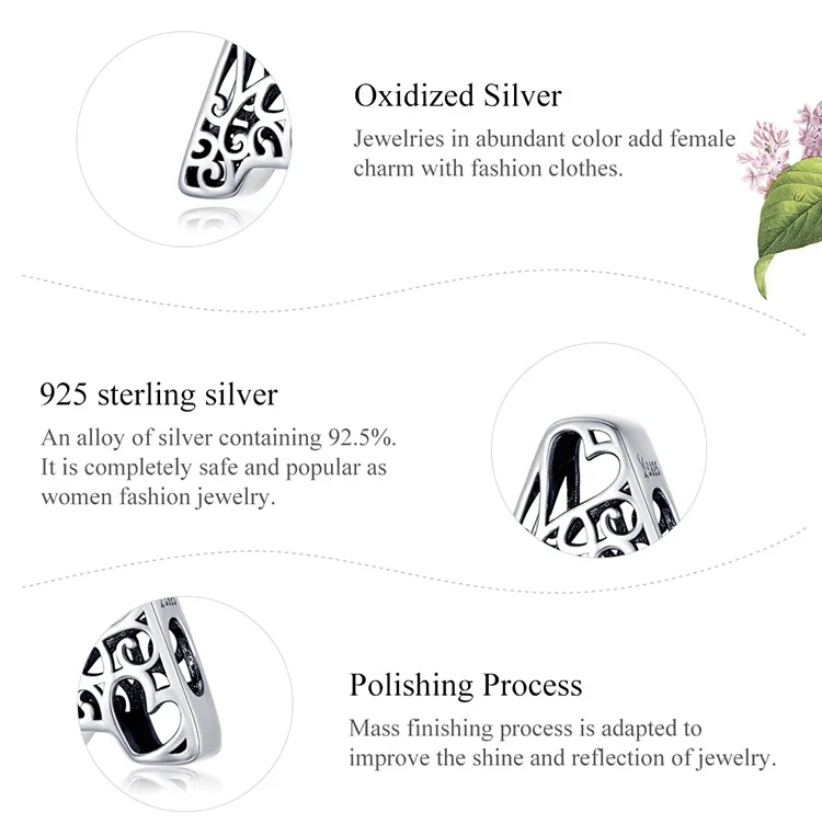 26 алфавитов, A-Z,, серебряные бусины 925 пробы, Подходит для Pandora, браслет, ожерелье, Подвеска для женщин, изготовление ювелирных изделий