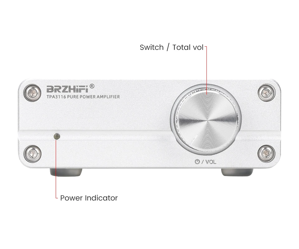 BRZHIFI мини TPA3116 Цифровой Bluetooth 5,0 усилители HiFi 100 Вт высокой мощности 2,0 канальный стерео усилитель для домашнего кинотеатра DIY