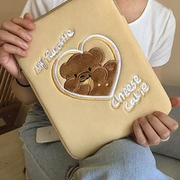 2021 new tablet case laptop storage bag for mac ipad pro 9 7 11 13inch cartoon cookie bear korean ins bear sleeve inner bag