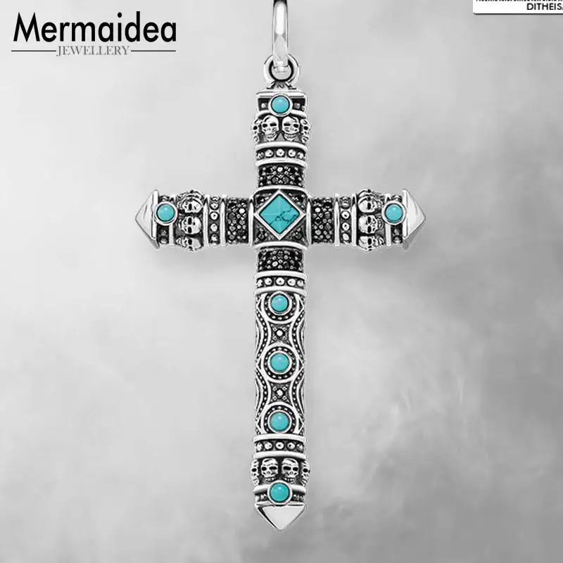 Подвески в виде креста с голубым черепом новинка 2020 модные ювелирные изделия