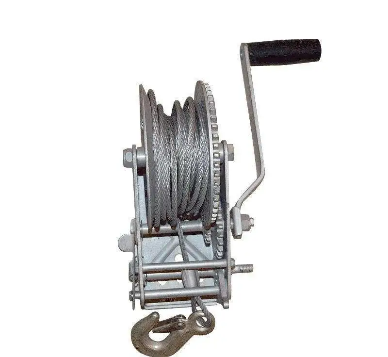 3500Lbs Manual Winch Dual Gear Hand Winch Hand Crank Manual Boat Atv Rv Trailer 33Ft Cable Solid Wire Rope