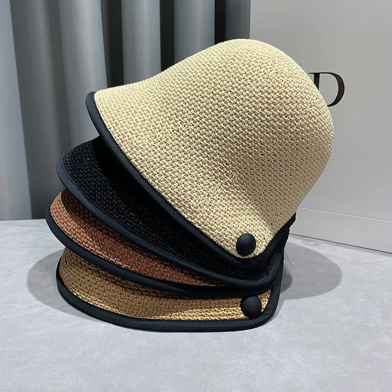 

Summer Harajuku Bucket Hat for Women Designer Breathable Cloche Caps Ladies Packable Knit Fisherman Hats Sun Fedora Beach Hats