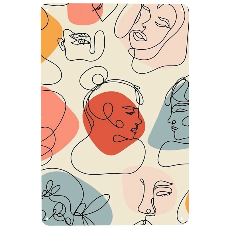 

Beautiful Woman Face printed Metal Signs Retro Tin Signs Funny Poster Decor for Bar Pub Club Decoration for Living Room Home