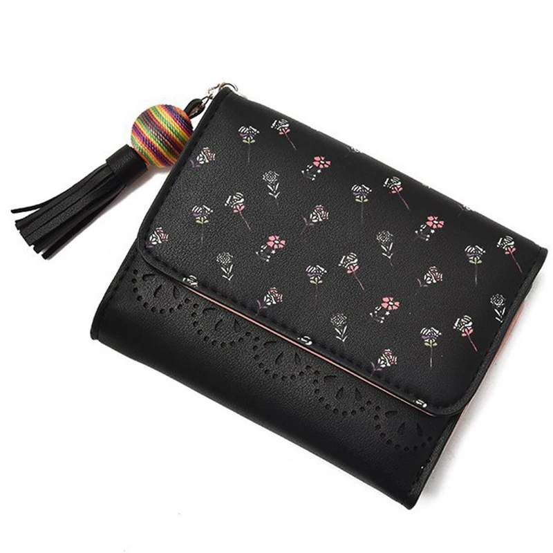 2019 кожа Для женщин футболки с бахромой и принтом кошелек прорезями на застежке