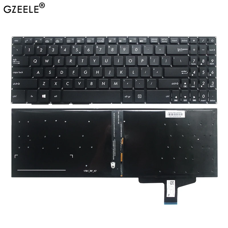 Клавиатура для ноутбука ASUS N580 M580, английская раскладка, черная, с подсветкой, сменная Клавиатура для ноутбука, 0KNB0-5600US00