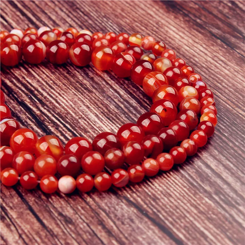 

Red Striped Agate, Round Beads Loose Beads For MakingJewelry DIY Bracelet Necklace 4/6/8/10/12 / mm