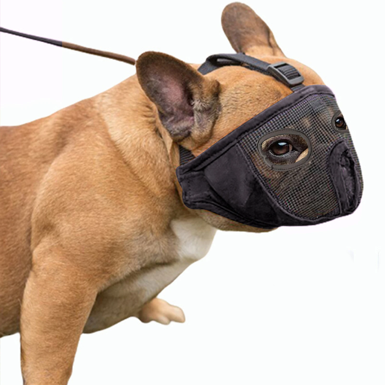 Мордочка для собак с коротким носиком-Регулируемая дышащая сетчатая мордочка