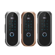 Glass door smart fingerprint lock electronic password push and pull two doors single door open-hole wiring office frameless