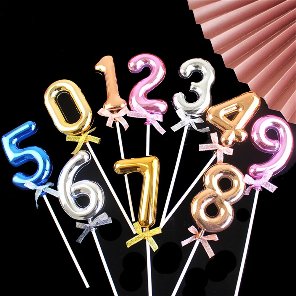 

Wedding Kids Birthday Party Cake Topper Unicorn Star Balloon 0-9 Numbers Topper Rose Gold Silver Pink Cupcake Baking Decorations