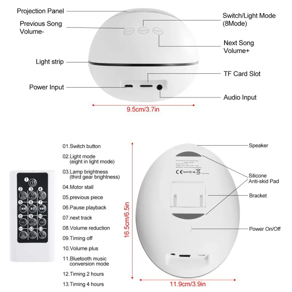 

Colorful Starry Sky Ocean Projector Night Light Remote Control Ocean Wave Projection Lamp Built In Music Craft souvenirs
