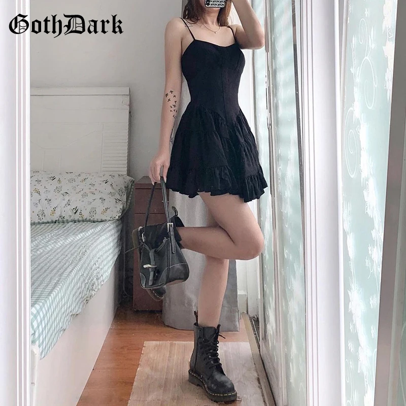 Женское мини-платье Goth Dark черное Белое Облегающее Платье в стиле Харадзюку