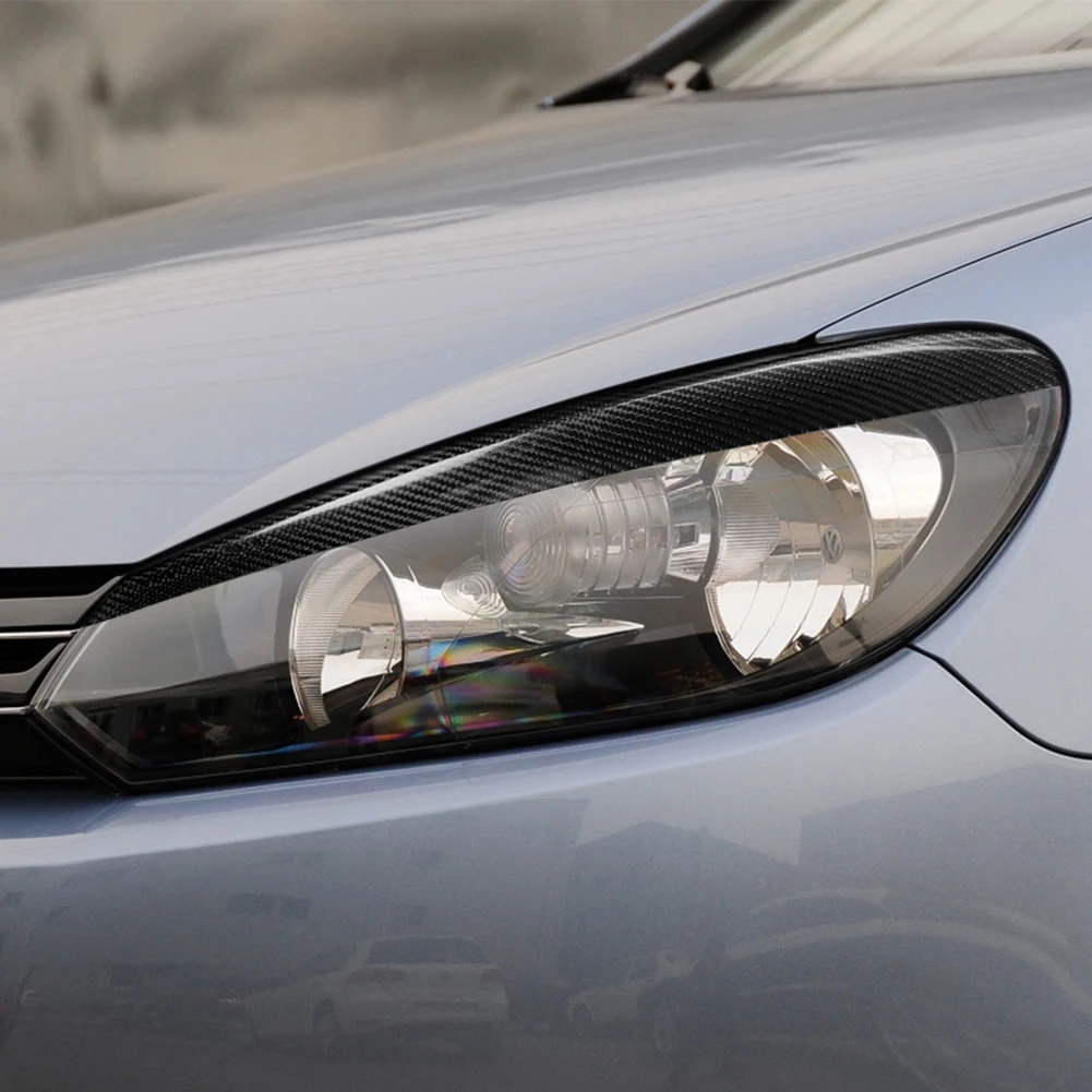

1 Pair Car Headlight Eyebrow Eyelids Carbon Fiber Stickers Trim Cover for Volkswagen Golf 6 VI MK6 2009-2012