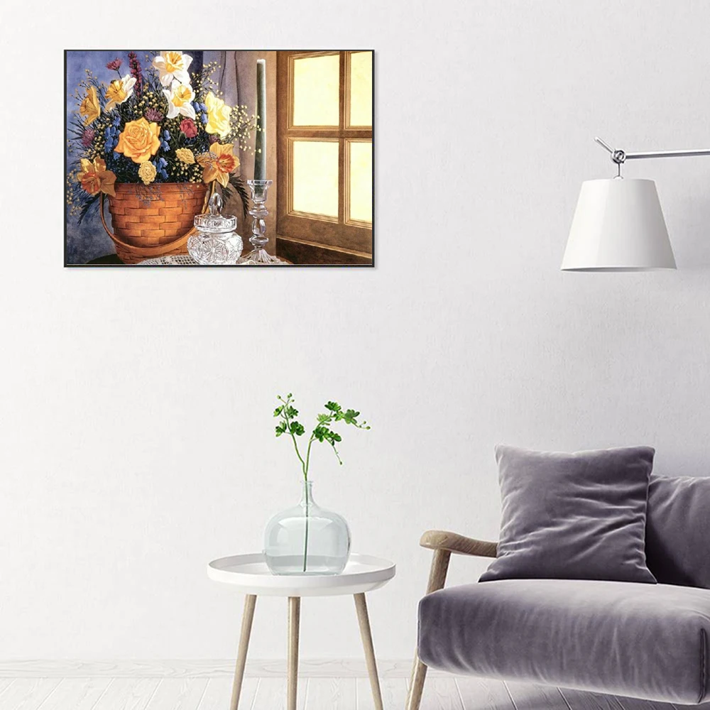 Diamond Embroidery Flower basket Mosaic Kit Painting Square&ampRound Picture Rhinestone Sale Home Decoration LWR | Дом и сад