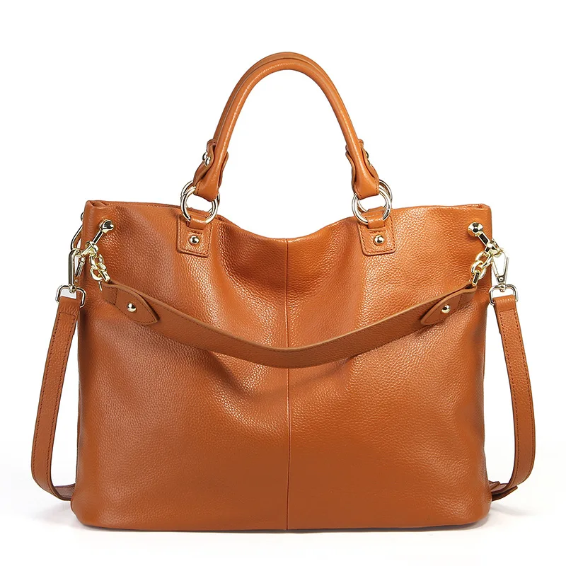 

100% Genuine Leather Tote Bags For Women Luxury Designer Ladies Soft Leather Shoulder Bag Large Capacity Female Handbags Purses
