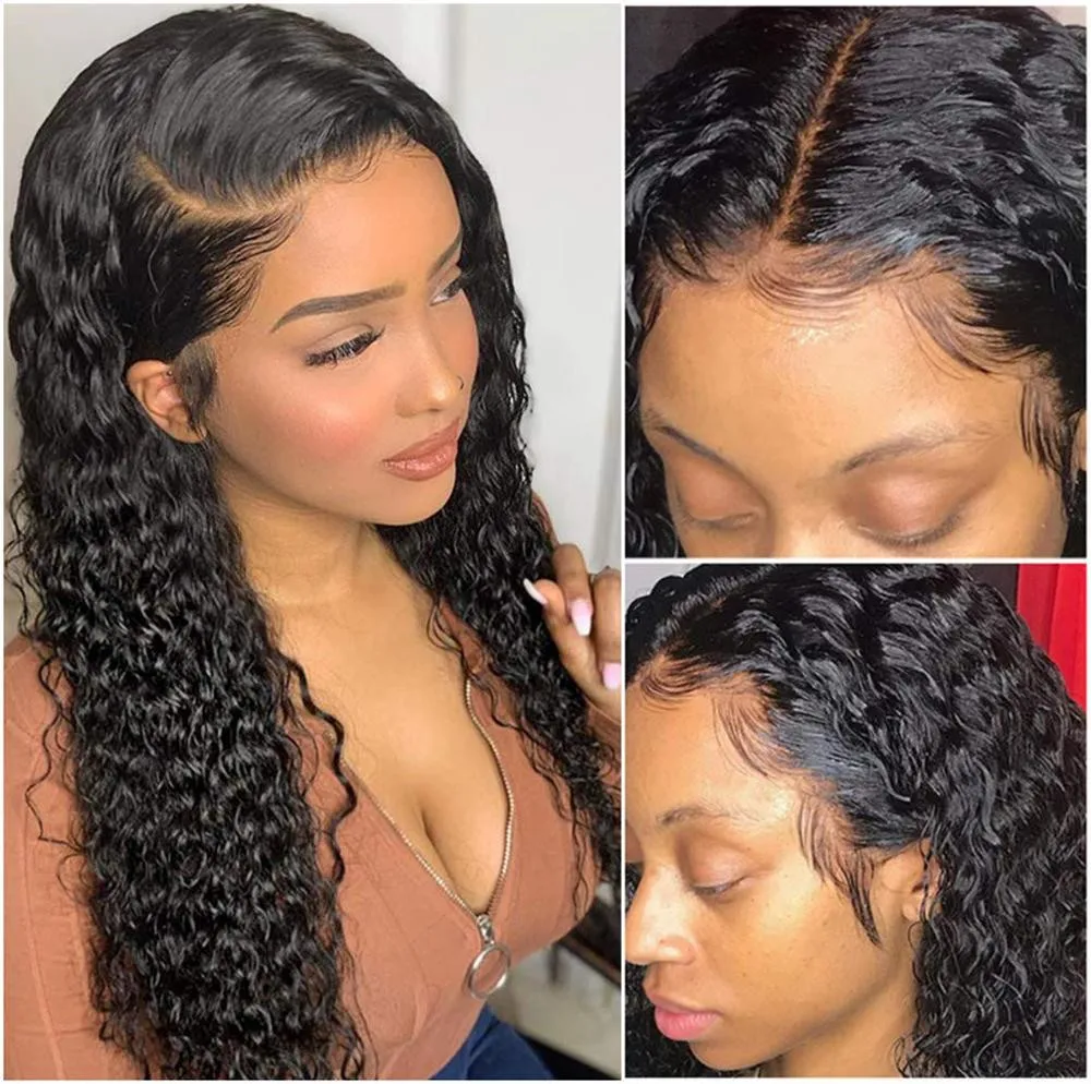 Кудрявые 150% полные парики шнурка бразильские волосы remy Предварительно