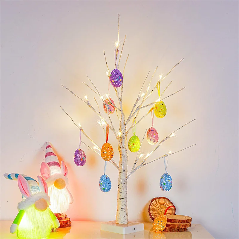 60Cm Birch Tree Led Light Easter Decorations For Home Egg Hanging Ornaments Wedding Decor Happy Gift |