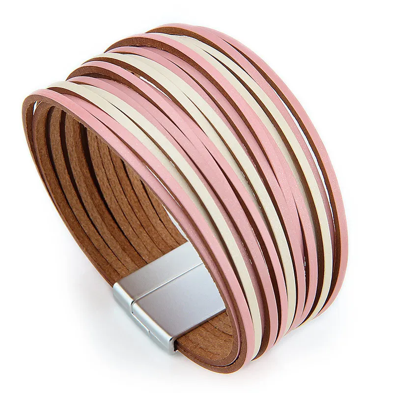 

European And American Retro Jewelry High Sense Mixed Color Multi-layer Hand Woven Rope Leather Bracelet For Women