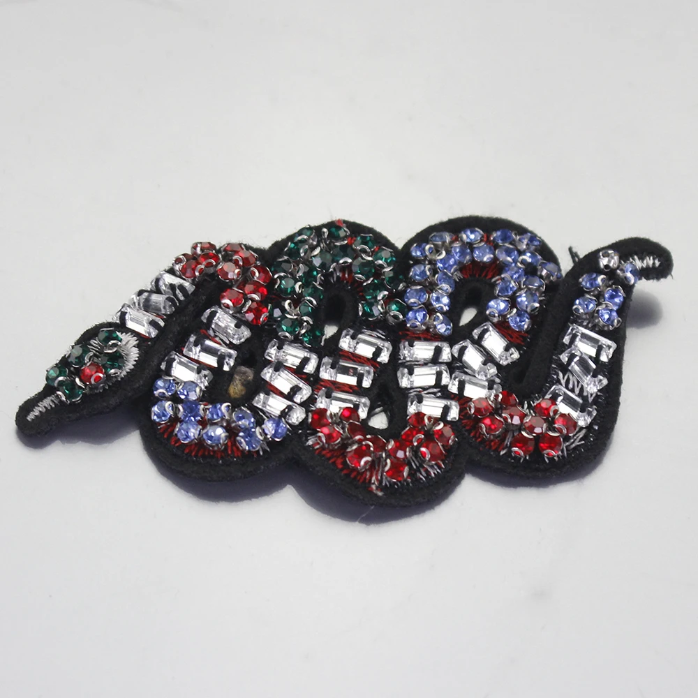 Большой размер с бисером нашивка &quotЗмея&quot мотив аппликация пришивать нашивки