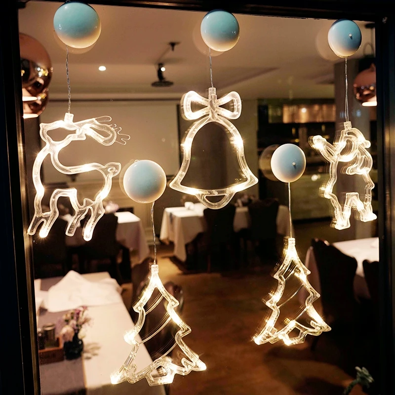 

Christmas Lights Window Decor Led Sucker Lamp Battery Powered Garland For Home Fairy Lights Outdoor/Indoor Festival String Light