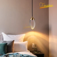 nordic all copper led pendant lamp modern minimalist light luxury crystal pendant lights loft bedroom hotel living room lamps