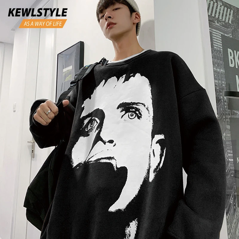 Мужские флисовые свитшоты в стиле Харадзюку мужские рубашки с принтом лица и