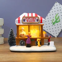 resin statue crafts sculpture christmas luminous music popcorn dining car table decoration children gift new year party supplies