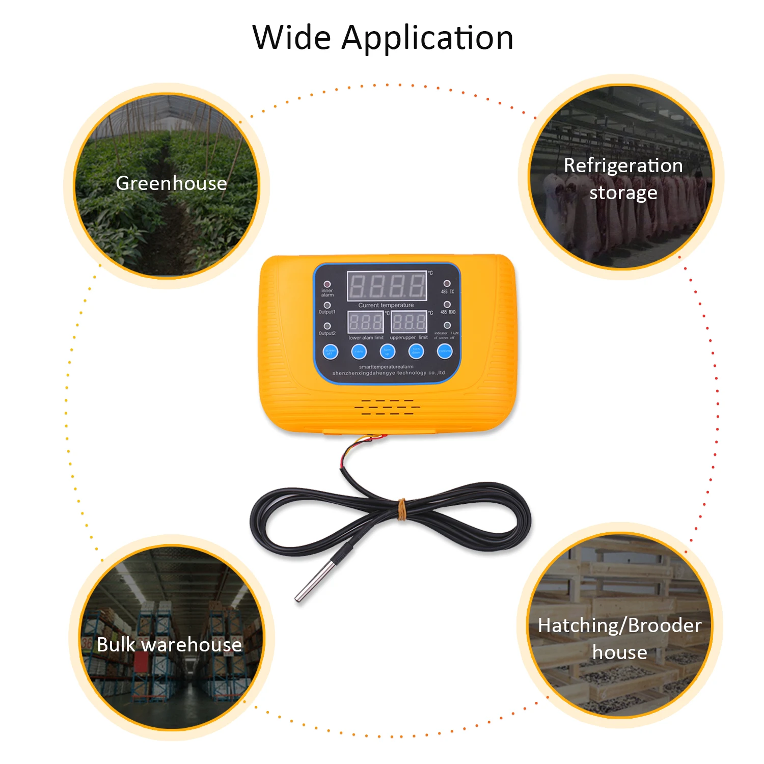 

Digital Display Smart Temperature Alarm Buzzer Controller Regulator with Probe Heater Sensor with One-way Relay Output 180V-250V