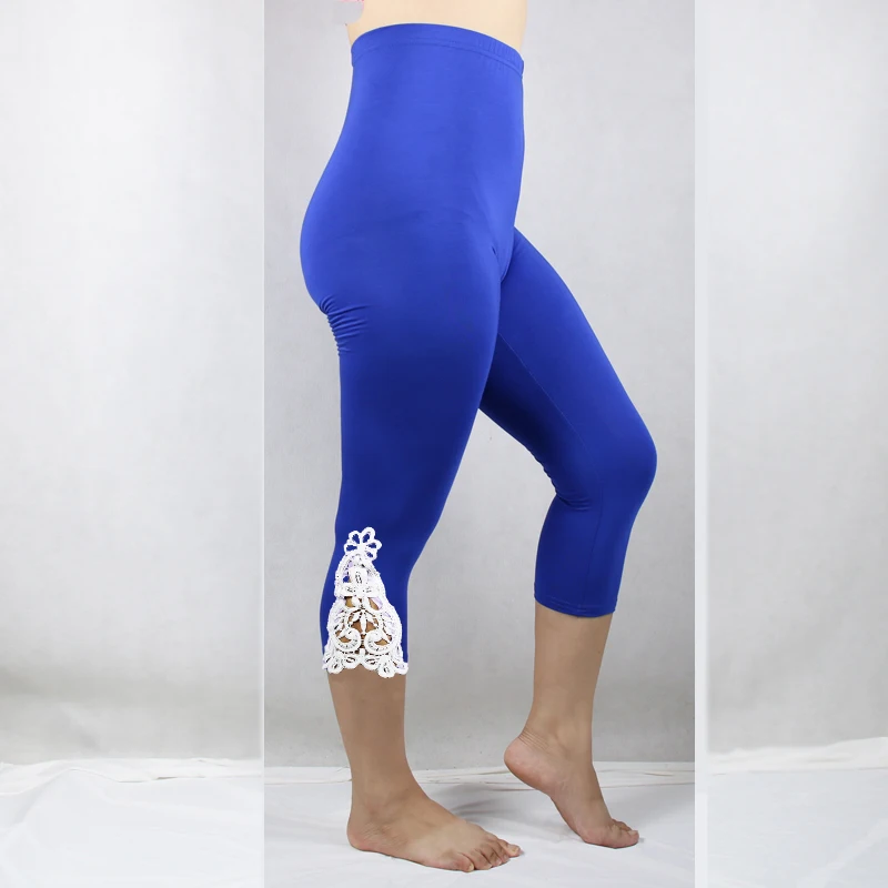 Shikoroleva женские леггинсы модал хлопок 3/4 Капри мягкие короткие непрозрачные Джеггинсы крючком кружева размера плюс 7XL 6XL 5XL XS красный