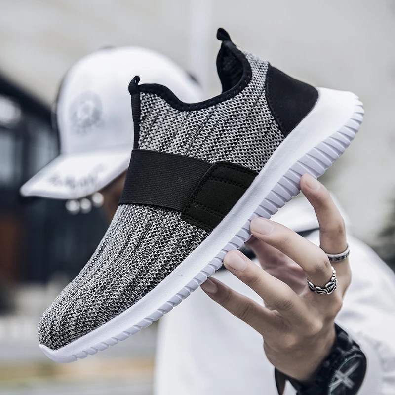 

Fashion Light Man Mesh Running Shoes Breathable Soft Comfortable Sport Shoes Male Slip On Jogging Weave Athletic Outdoor Sneaker