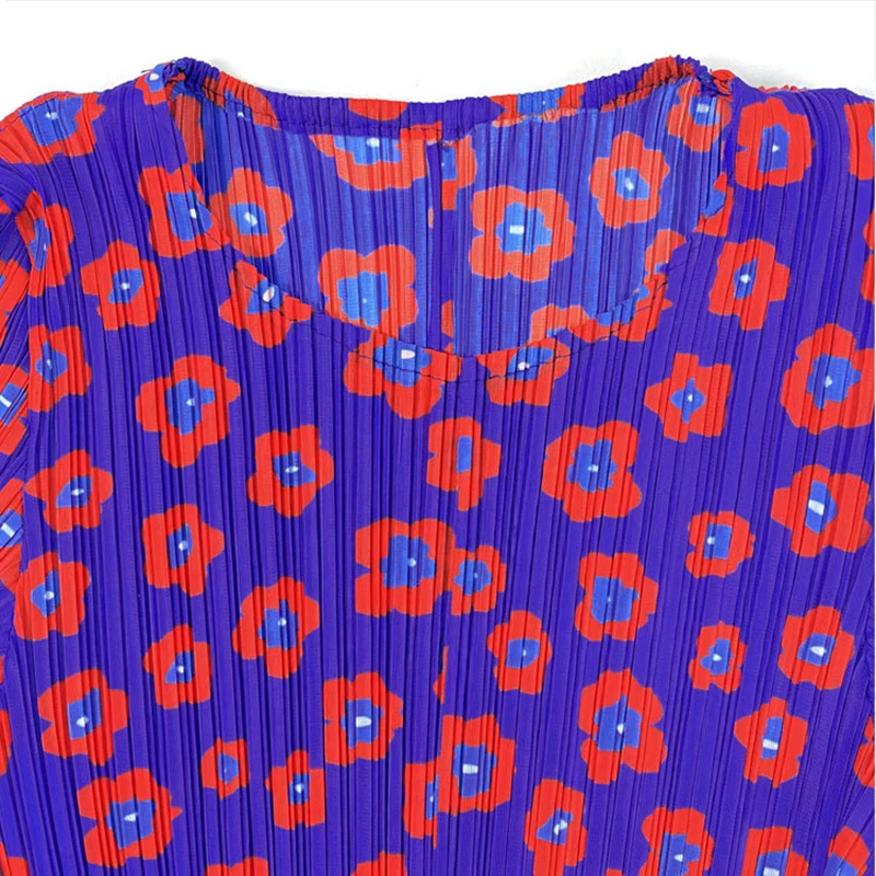 

CHICEVER Vintage Dress For Women O Neck Three Quarter Sleeve Hit Color Floral Side Split Mid Dresses Female 2021 Spring Clothes